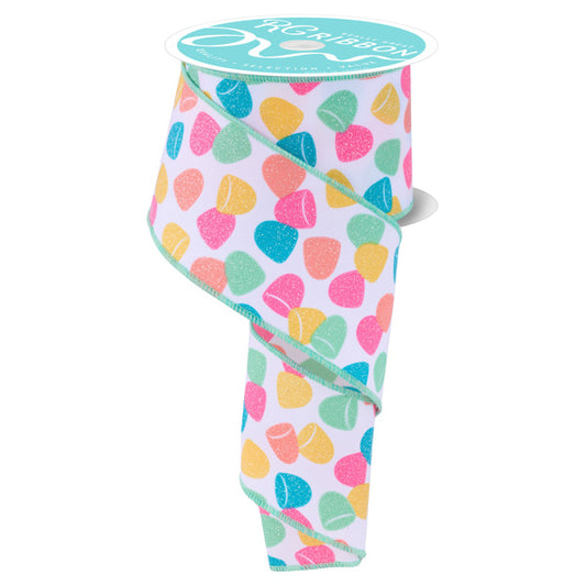 2.5"X10YD GUMDROPS - WHITE/PASTEL - RGF1631AK