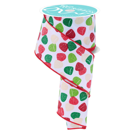 2.5"X10YD GUMDROPS - WHT/RED/GREEN/CREAM - RGF1631HF