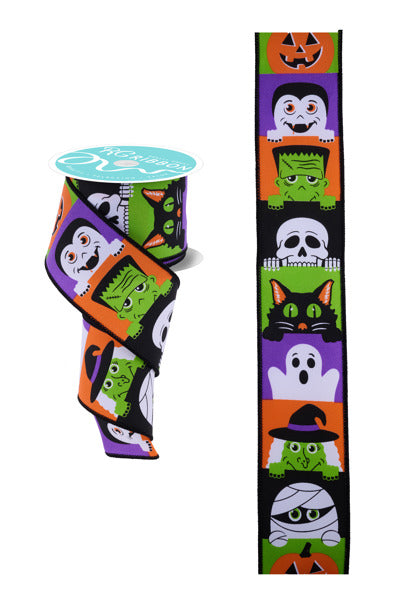 2.5"X10YD PEEK A BOO HALLOWEEN - WHITE/MULTI - RGF1632RT