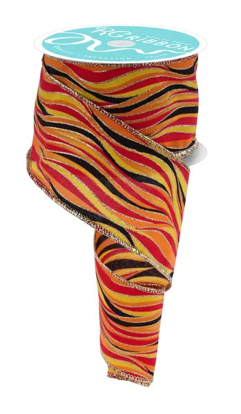 2.5"X10YD WAVY STRIPES-RED/ORNG/YLLW/BLK/GOLD-RGF193724