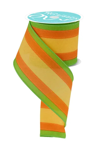 3.25"X10YD FAUX 3-IN-1 VERTICAL STRIPE-YELLOW/ORANGE/LIME-RGF1983X1