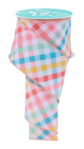 2.5"X10YD MULTICOLOR PLAID-WHT/CRL/YLLW/TEAL/MINT-RGH11598K