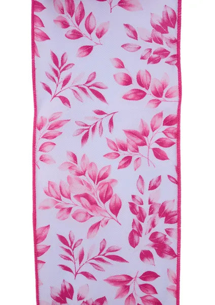 4"X10YD GREENERY-WHITE/MULTI PINK-RGH116522