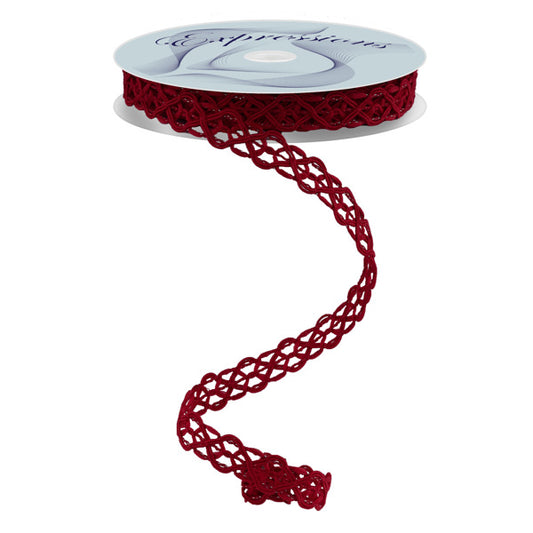 5/8"X10YD OPEN WEAVE TRIM, WIRED - BURGUNDY - RN586105