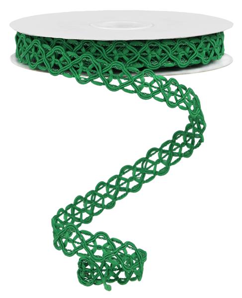 5/8"X10YD OPEN WEAVE TRIM, WIRED - EMERALD - RN586106