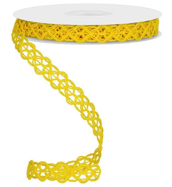 5/8"X10YD SUN YELLOW OPEN WEAVE TRIM, WIRED - RN58618N