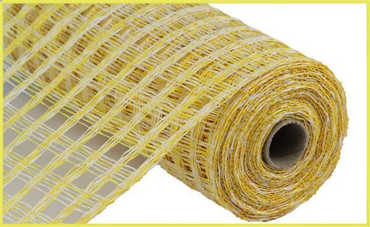 10"X10YD YELLOW AND WHITE TWO-TONE POLY BURLAP CHECK MESH - RP8153M2