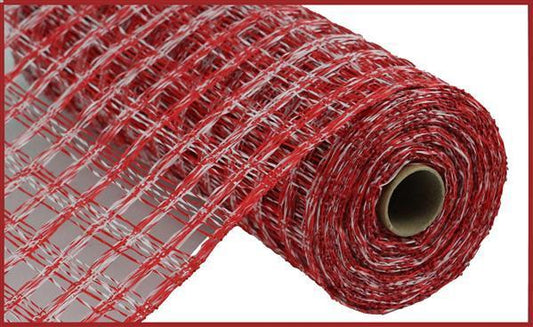 10"X10YD RED AND WHITE TWO-TONE POLY BURLAP CHECK MESH - RP815434