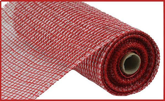10"X10YD RED AND WHITE MULTI POLY BURLAP MESH - RP815934