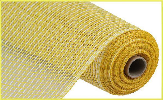 10"X10YD YELLOW AND WHITE MULTI POLY BURLAP MESH - RP8159M2
