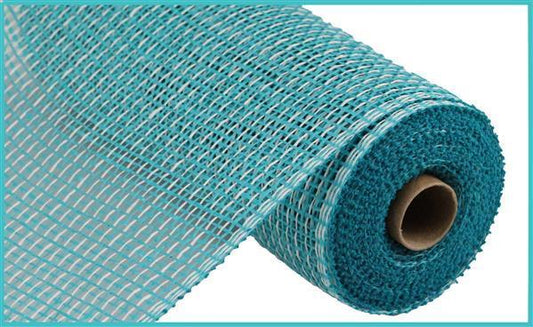 10"X10YD TURQUOISE AND WHITE MULTI POLY BURLAP MESH - RP8159M3