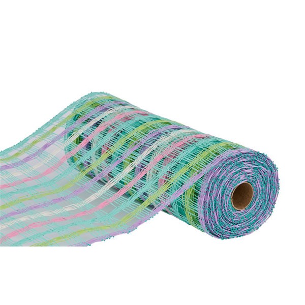 10"X10YD POLY BURLAP CHECK MESH - MINT, WHITE, PINK, FERN GREEN AND LAVENDER - RP8162N5