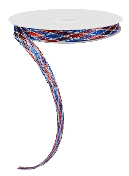 .5"X30YD METALLIC CORSAGE RIBBON - RED/WHITE/BLUE - RS4040G3