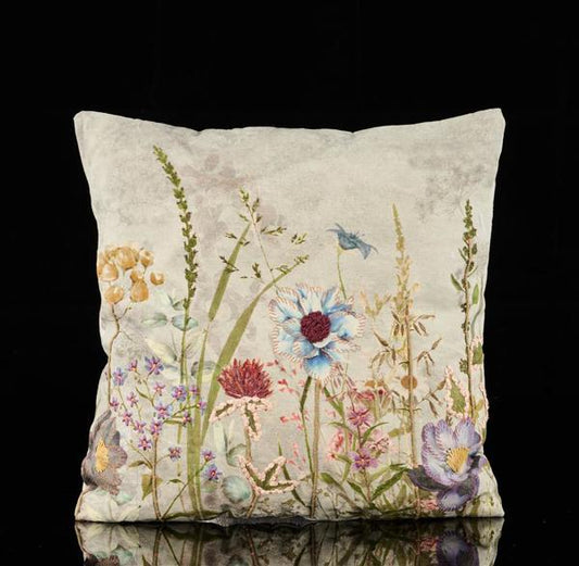 18"SQ FLORAL PILLOW W/EMBROIDERY -RT089534