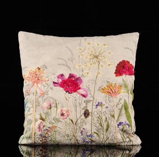 18"SQ FLORAL PILLOW W/EMBROIDERY -RT089535