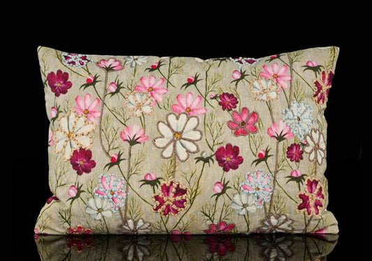 24"W X16"H FLORAL PILLOW W/EMBROIDERY -RT089633