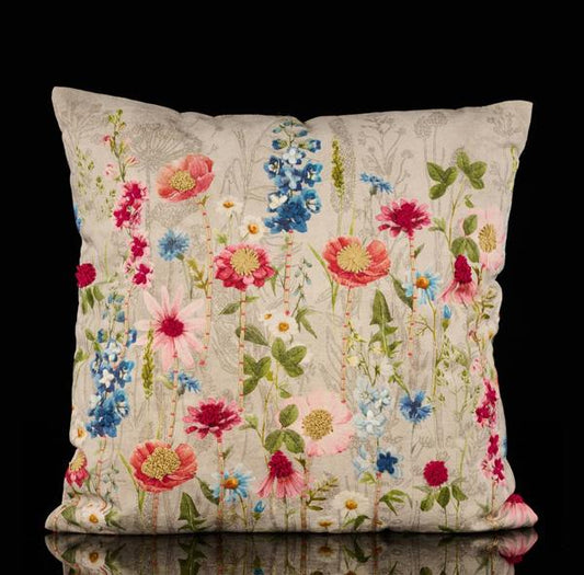 24"SQ FLORAL PILLOW W/EMBROIDERY -RT089730