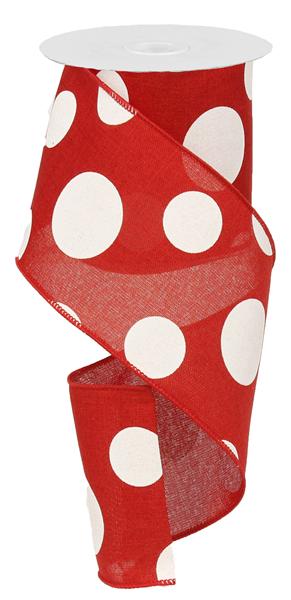 4"X10YD LARGE MULTI DOTS - RED/WHITE - RX9144W7
