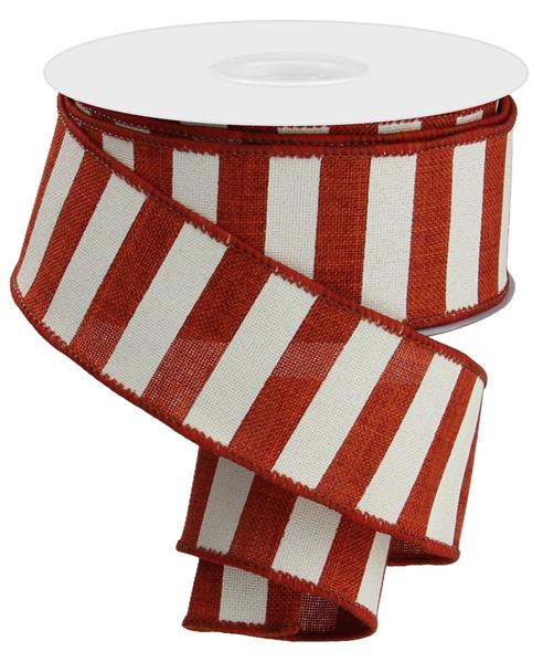1.5"X10YD HORIZONTAL STRIPE - RUST/IVORY - RX914874