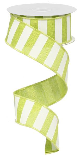 1.5"X10YD HORIZONTAL STRIPE - LIME GREEN/WHITE - RX9148WW