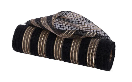 10.25"X10YD FINE WEAVE MET/FAUX JUTE STP-BLACK/MATTE GOLD-RY5022F8