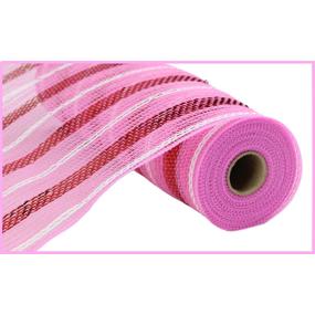 10.25"X10YD POLY/FAUX JUTE/METALLIC MESH - PINK/RED/WHITE - RY8020AF