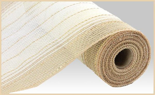10.25"X10YD FAUX JUTE OMBRE MESH CREAM/NATURAL/WHITE/GOLD - RY8028Y3