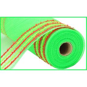 10.25"X10YD DRIFT/PP WIDE BORDER MESH - LIME GREEN/RED - RY811670