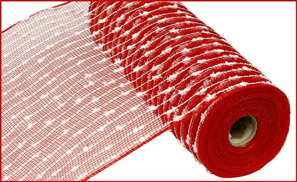 10.25"X10YD SNOWBALL WITH POLY MESH - RED AND WHITE - RY820249