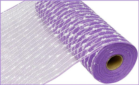 10.25"X10YD PUFF BALL WITH POLY MESH - LAVENDER AND WHITE - RY820268