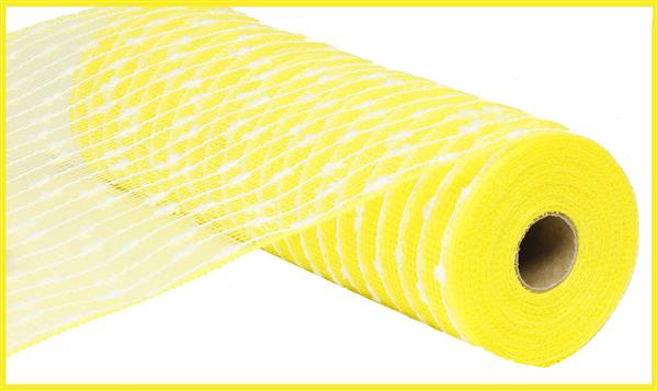 10.25"X10YD PUFF BALL WITH POLY MESH - YELLOW AND WHITE - RY820279