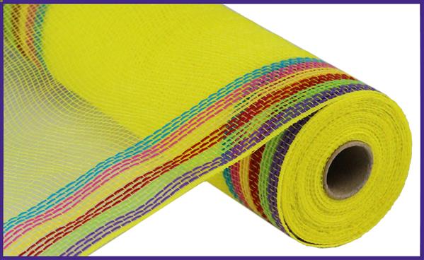 10.25"X10YD FAUX JUTE WITH BORDER STRIPE - YELLOW, PURPLE, GREEN, RED, HOT PINK AND turquoise- RY8326K8