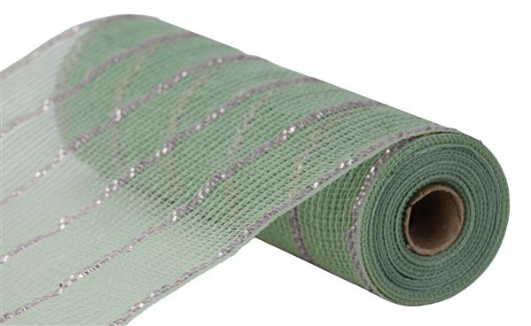 10.25"X10YD POLY/FAUX JUTE/MATTE MESH - SAGE GREEN/SILVER - RY8329W6