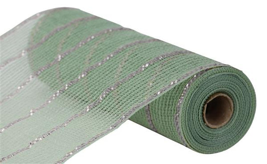 10.25"X10YD POLY/FAUX JUTE/MATTE MESH - SAGE GREEN/SILVER - RY8329W6