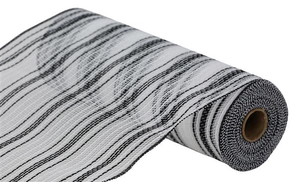 10.25"X10YD FARMHOUSE STRIPE FAUX JUTE MESH - BLACK/WHITE - RY834462