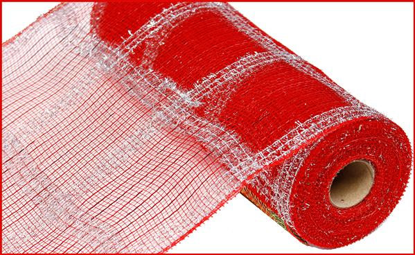 10.25"X10YD WIDE TINSEL WITH FOIL CHECK - RED WITH SILVER - RY840269