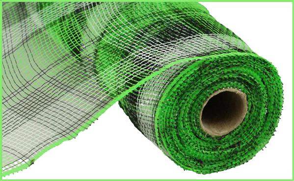 10.25"X10YD PLAID MESH - LIME GREEN WITH BLACK AND WHITE - RY8413H8