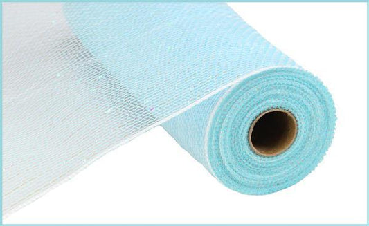10.25"X10YD PASTEL TURQUOISE AND WHITE IRID FOIL MESH - RY8501E1