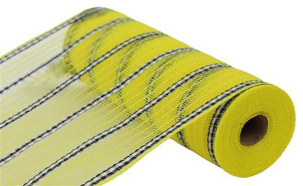 10.25"X10YD YELLOW, BLACK AND WHITE XLWIDE FABRIC/FAUX JUTE MESH - RY8901J9