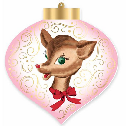 5.5" DBL-SIDED RETRO SANTA OR DEER ORNAMENT - XJ0049