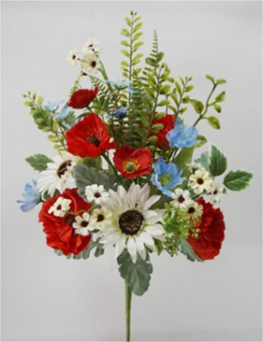 24" SUNFLOWER, ANENOME AND DAISY BUSH RED, WHITE AND BLUE - SA2037