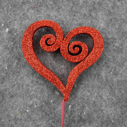 HEART SPIRAL PICK W/GLITTER 17" (6/BAG)   RED - SA8245-RED