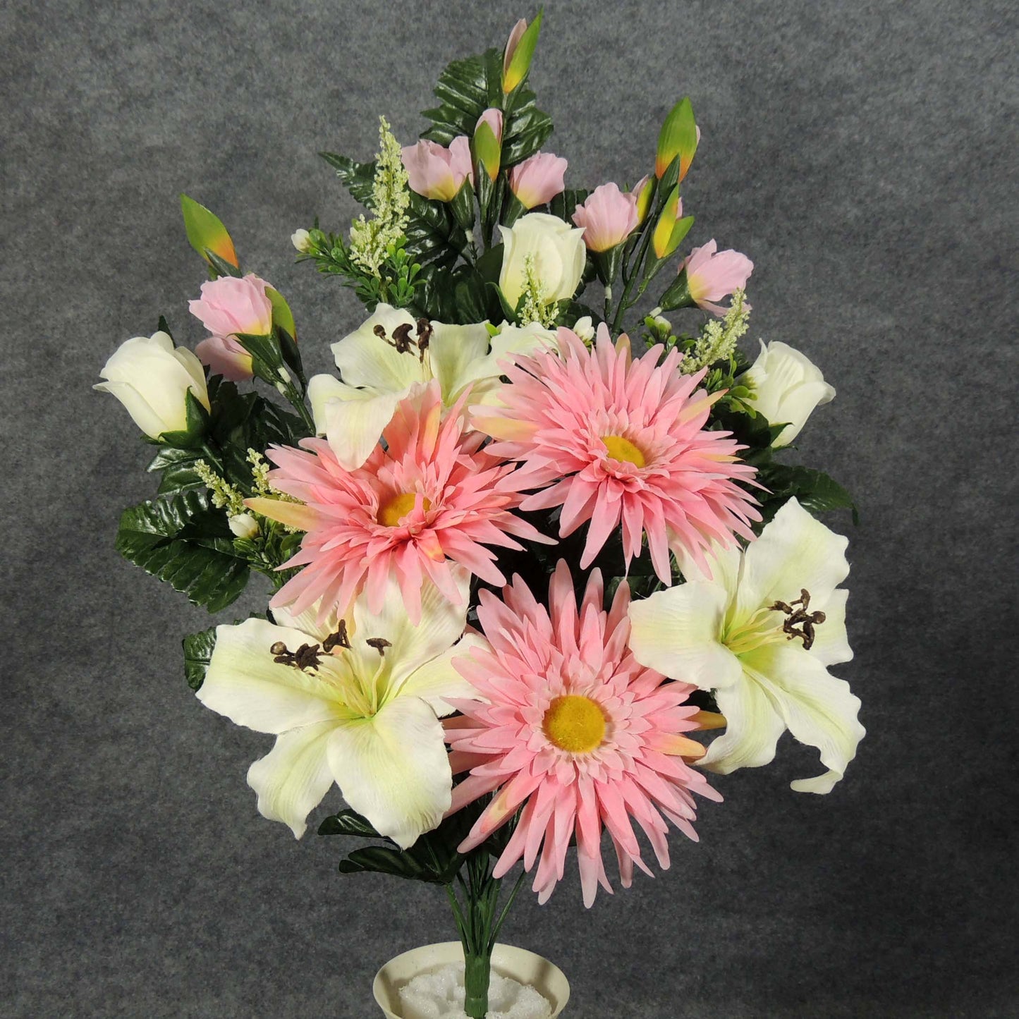 GERBERA, LILY and GLAD HALF BUSH X18  CREAM AND PINK - SE5024-CPK