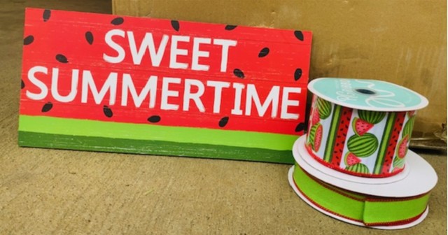 SWEET SUMMERTIME WATERMELON SIGN & RIBBON BUNDLE