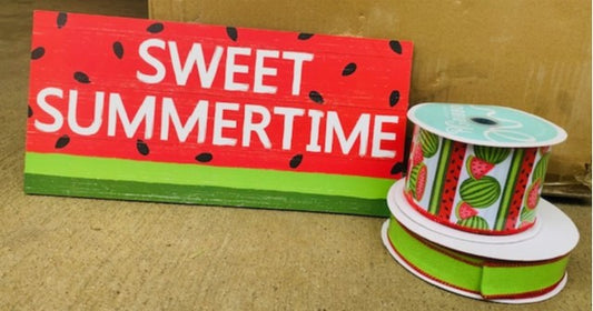SWEET SUMMERTIME WATERMELON SIGN & RIBBON BUNDLE