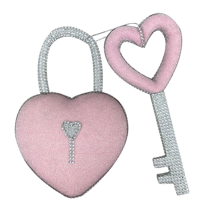 Pink Bling Heart Lock N Key H12 in x W8.5 in x D3.5 in - 63012PK