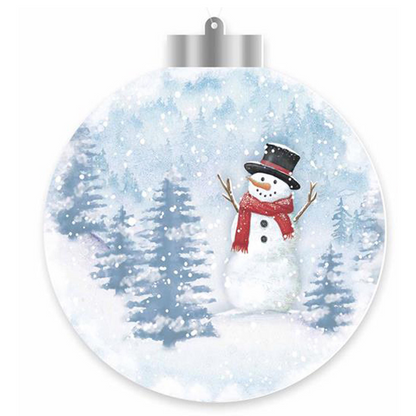 5.5"H DBL-SIDED SNOWMAN RED OR BLACK SCARF ORNAMENT - WHITE/GREY/BLUE - XJ0045