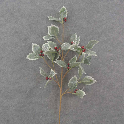 31" HOLLY SPRAY WITH BERRIES & FROST - XA0051