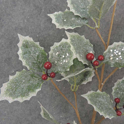 31" HOLLY SPRAY WITH BERRIES & FROST - XA0051