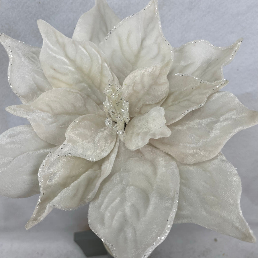 20" VELVET POINSETTIA PICK 10" DIAMETER CREAM - XA2143-CRM